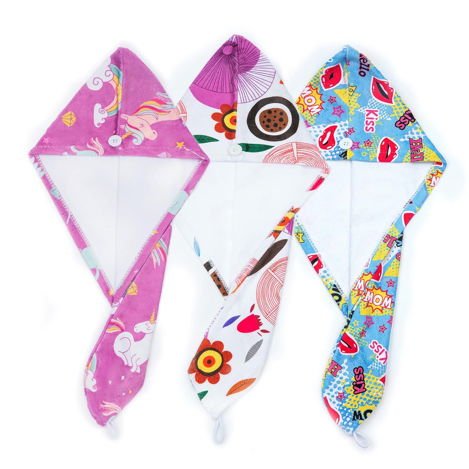 ELLEWIN Microfiber Hair Drying Towel 3 Pack for Kids Women