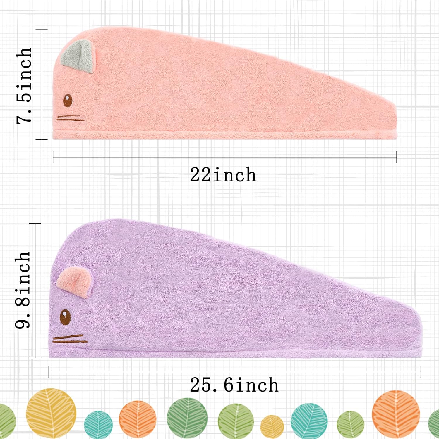 Whaline 2 Pack Quick Dry Hair Towel for Parent and Child