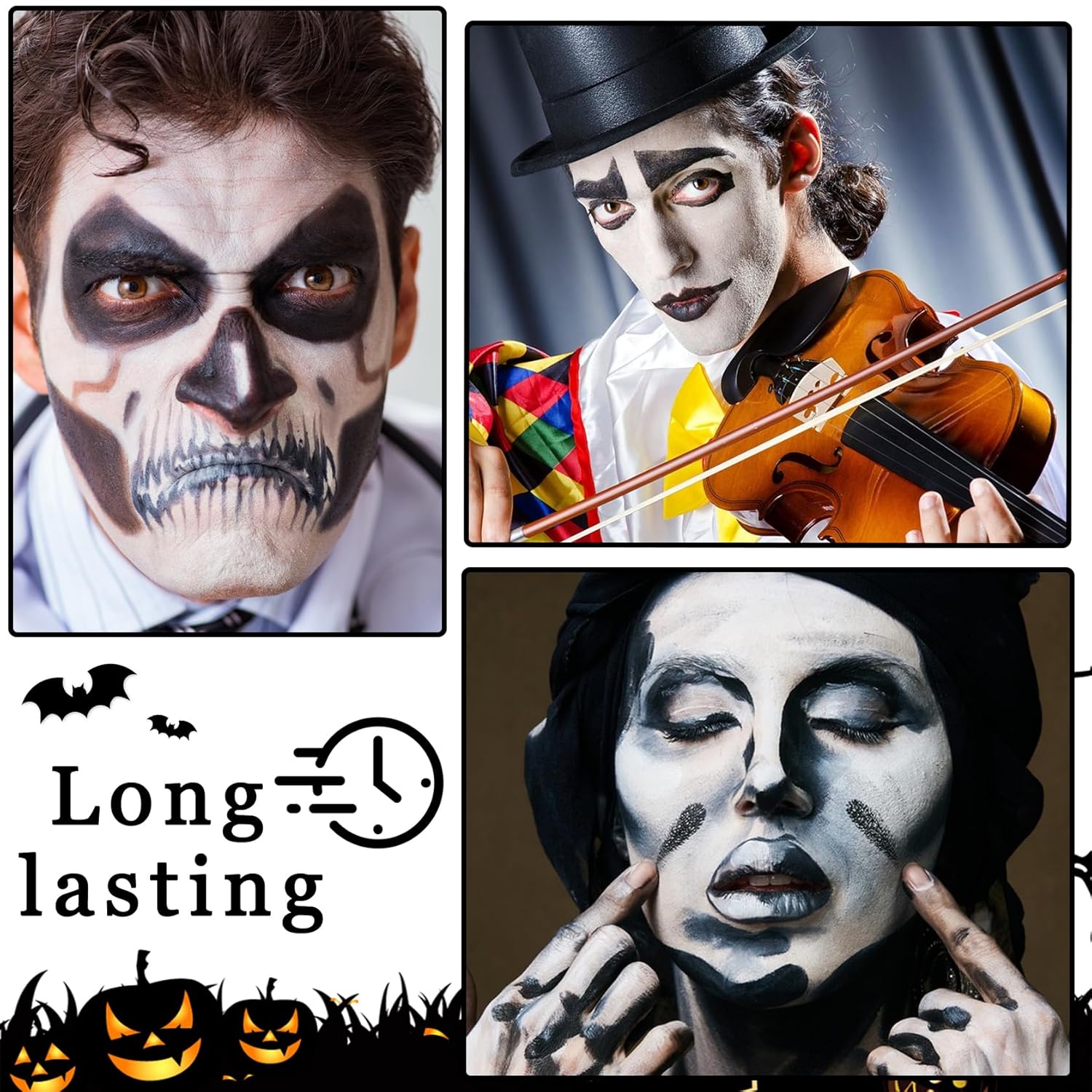 2PCS White Black Face Body Paint Kit for Halloween Costume SFX Makeup