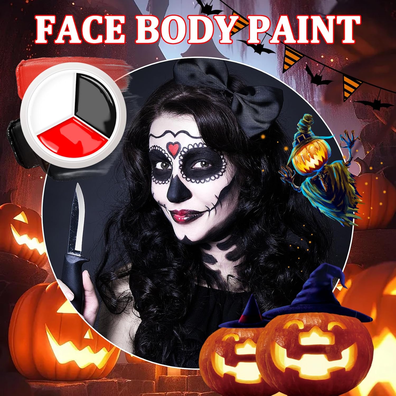 JunKuJK Clown Face Body Paint Kit