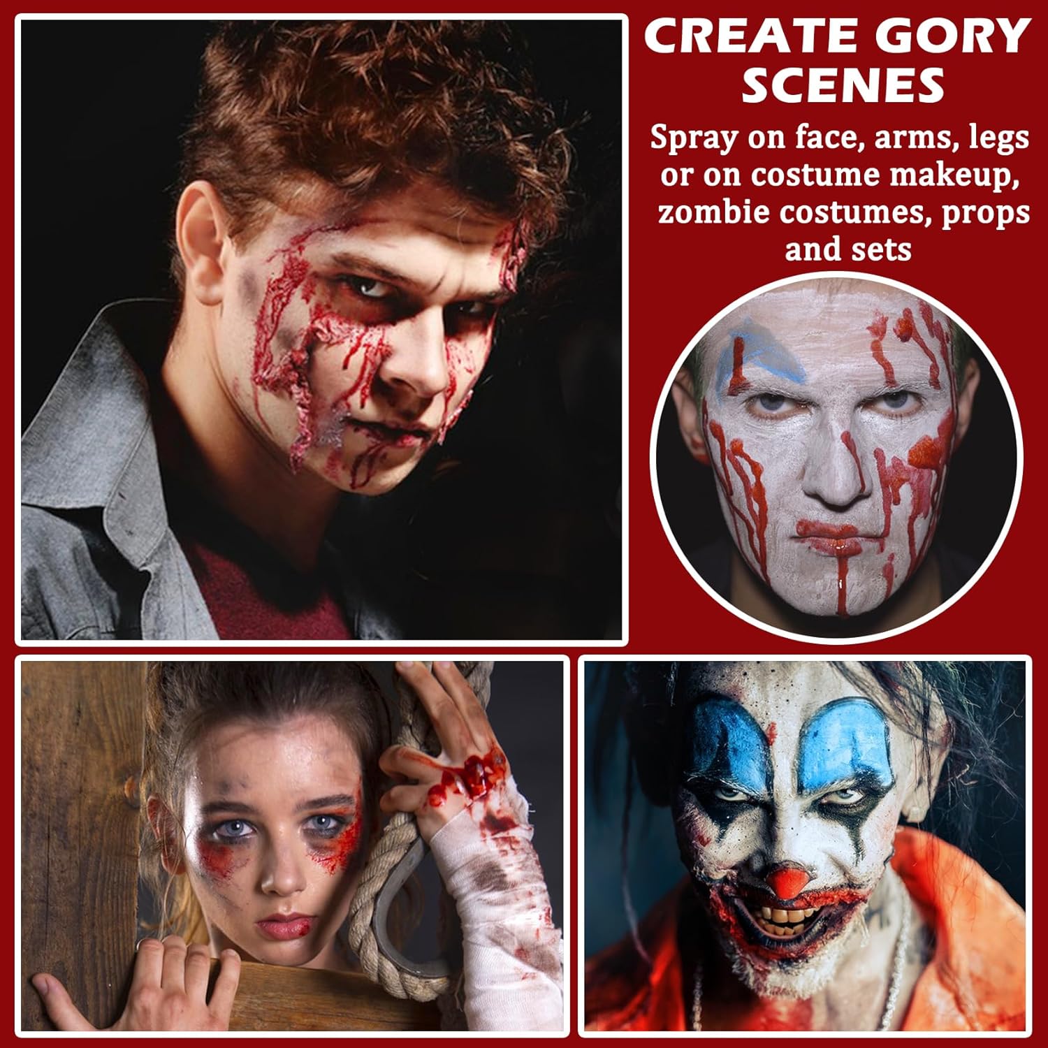 QIUFSSE Fake Blood Makeup Spray for Halloween SFX Cosplay