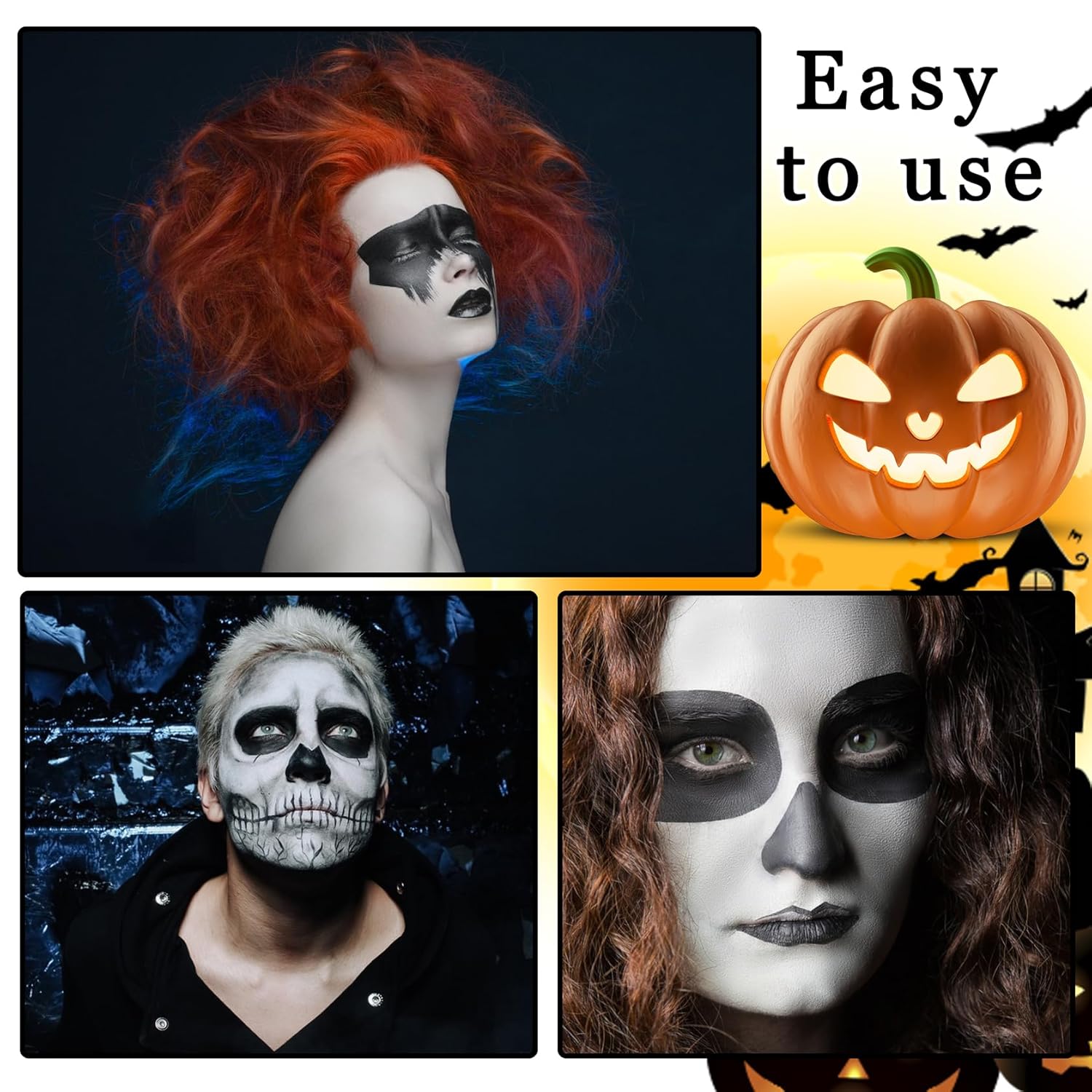 2PCS White Black Face Body Paint Kit for Halloween Costume SFX Makeup