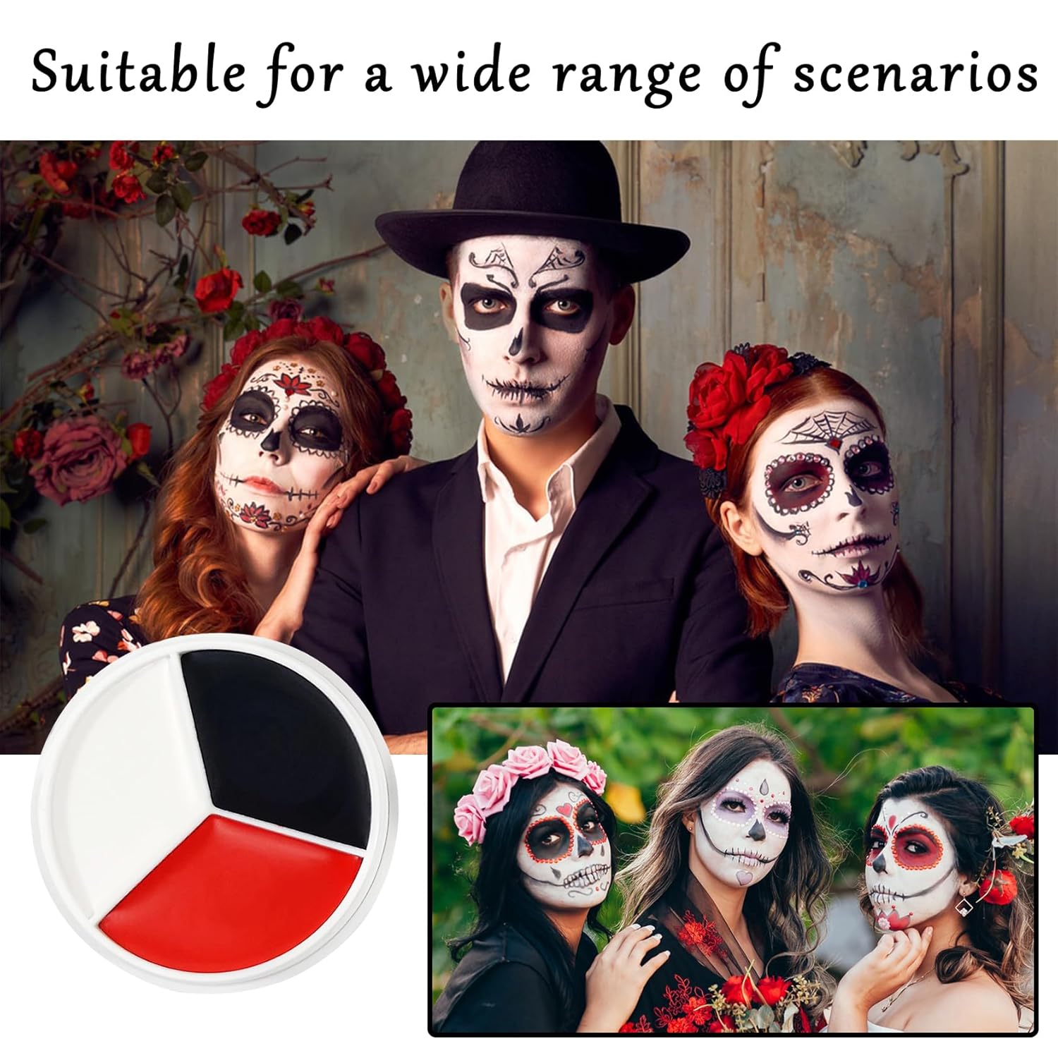 Clown Halloween Face Paint Set Black White Red