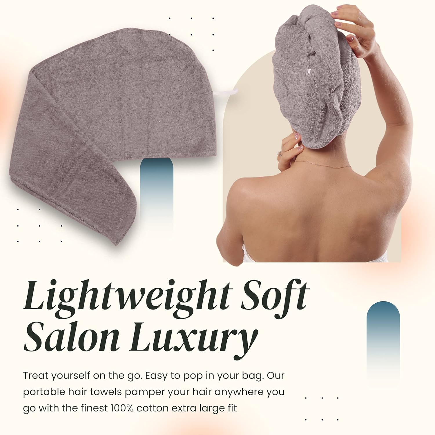 Aspen5 Extra Large Waffle Cotton Hair Towel Wrap Grey