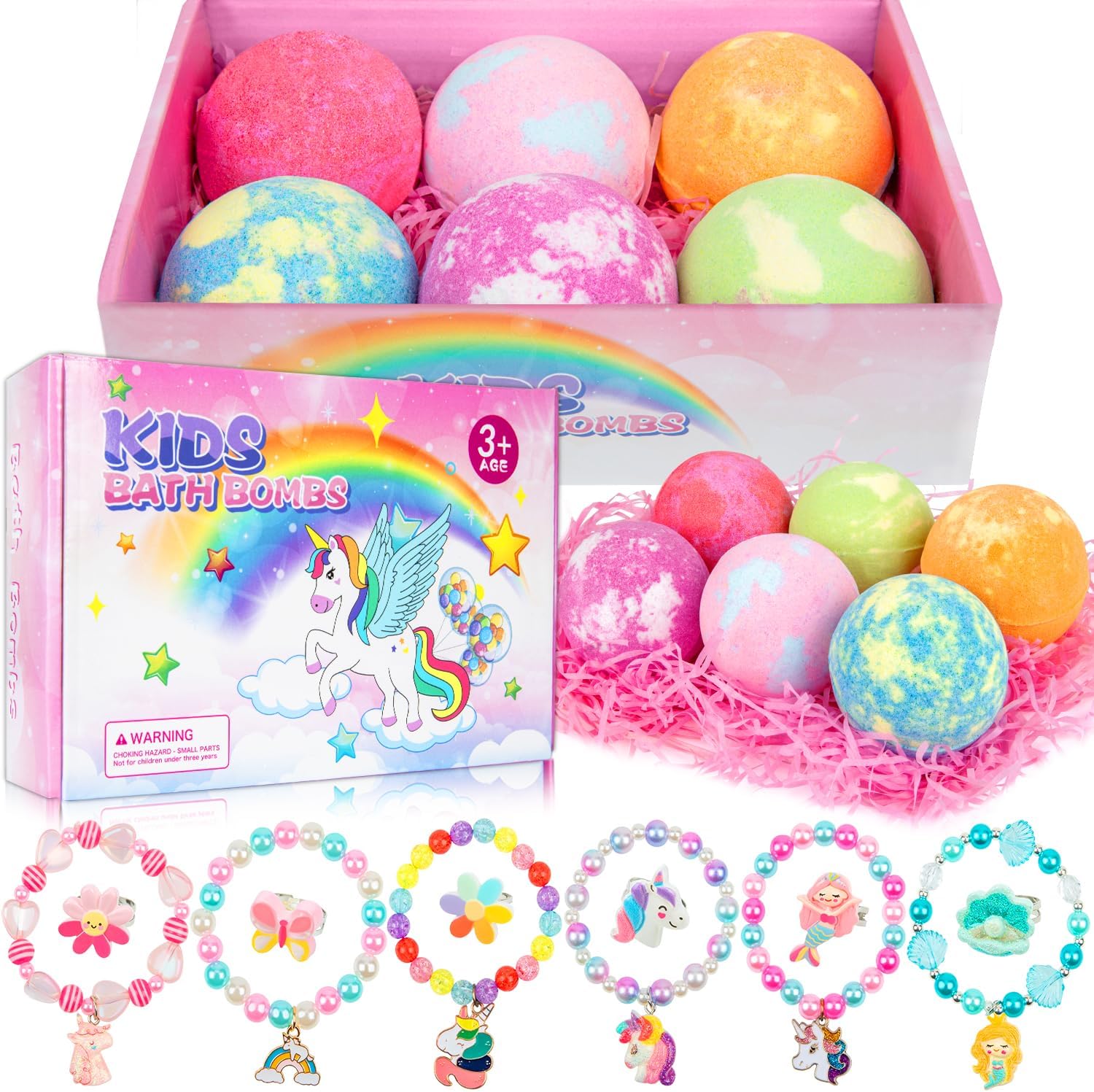 6 Surprise Bath Bombs for Kids with Jewelry