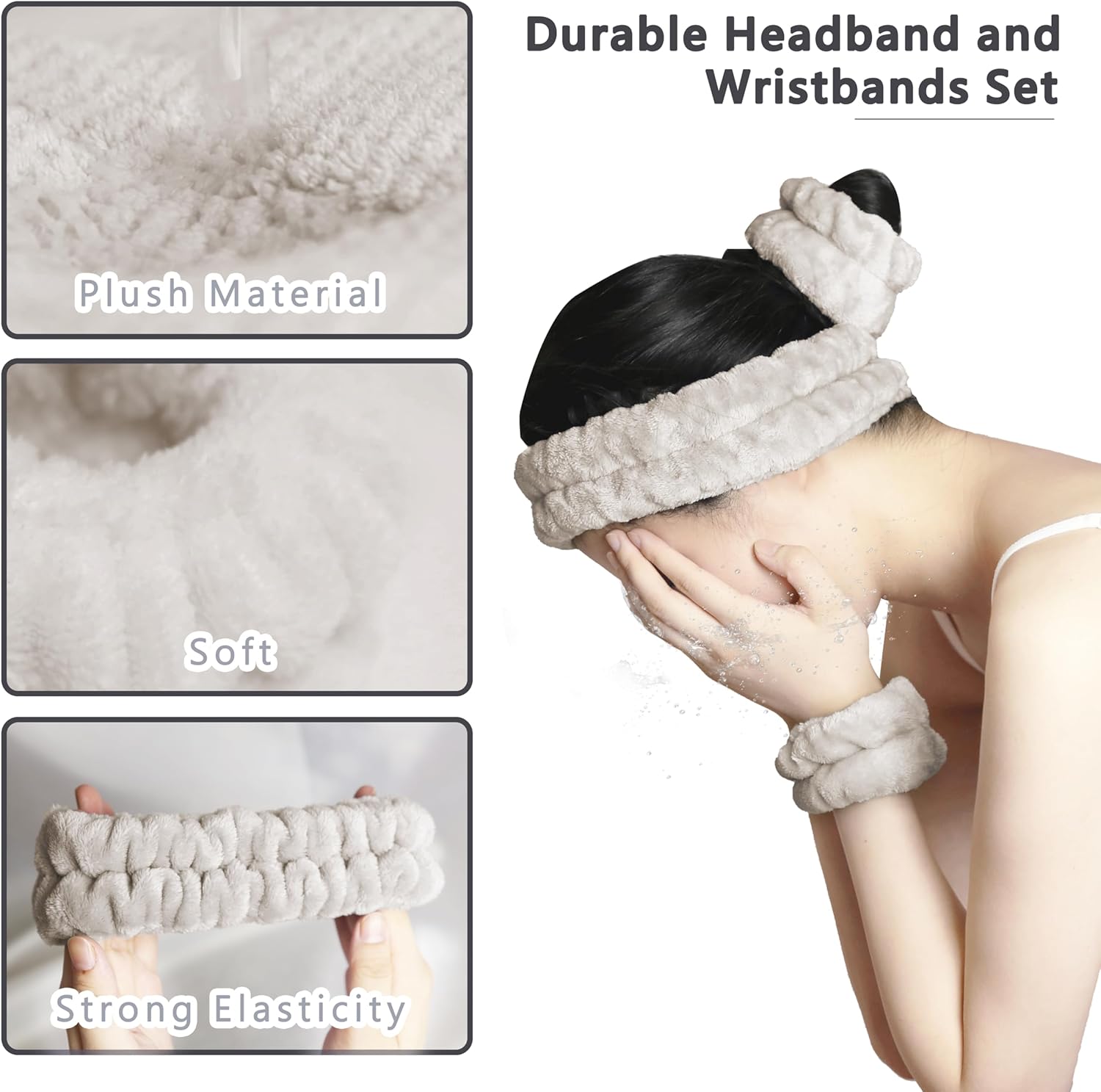 Large Microfiber Hair Towel with Spa Headband and Wristbands Set