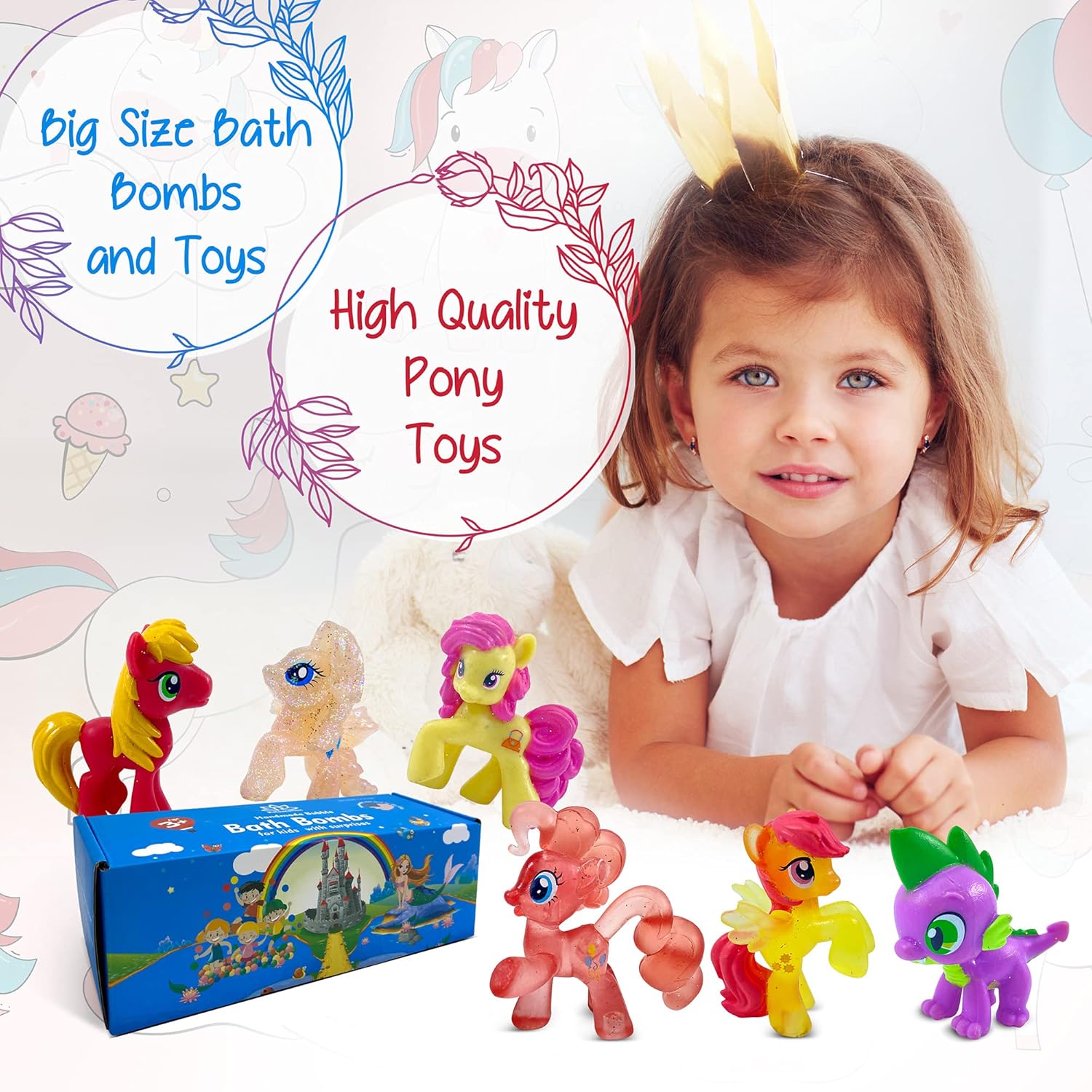 Relaxcation Bath Bombs with Pony Toy Surprise - 3pcs