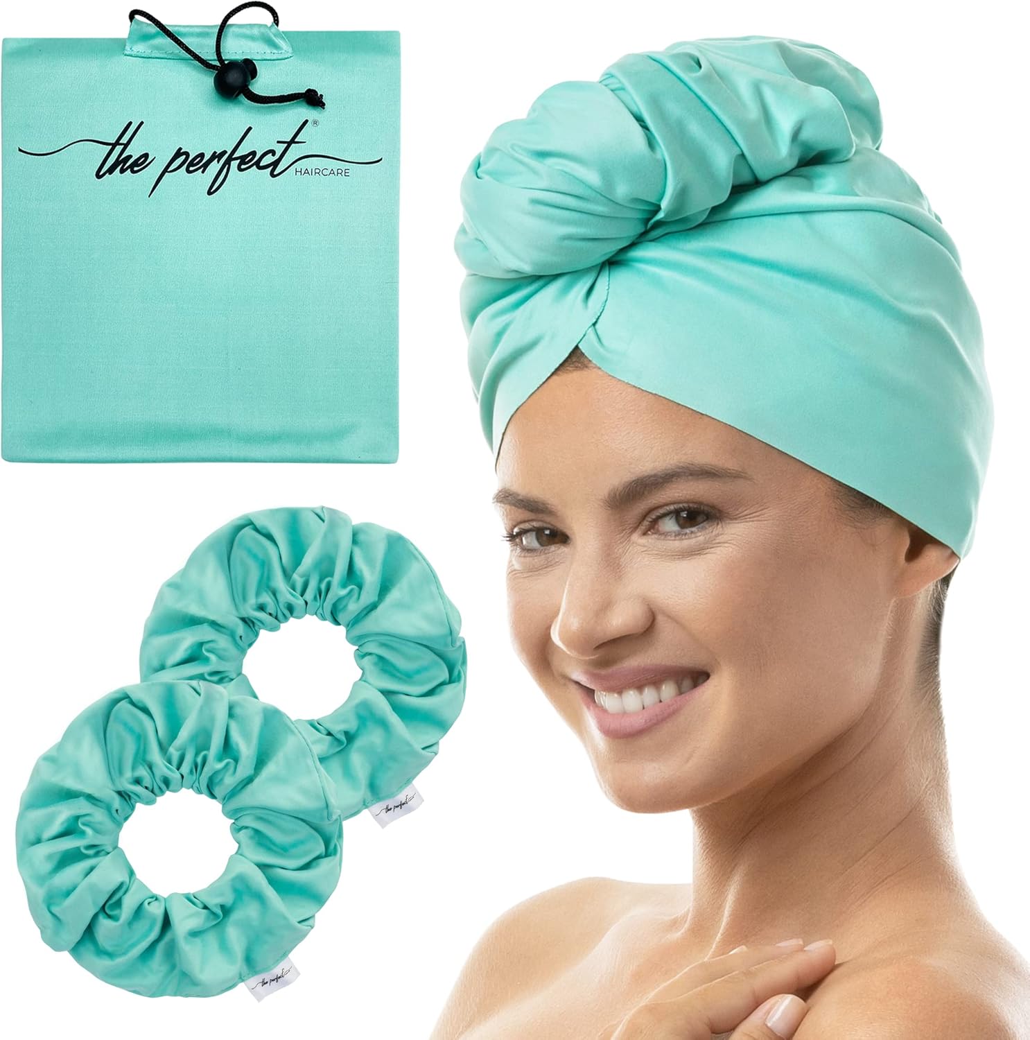 Microfiber Hair Towel Wrap with 2 Drying Ties - Anti-Frizz Gentle