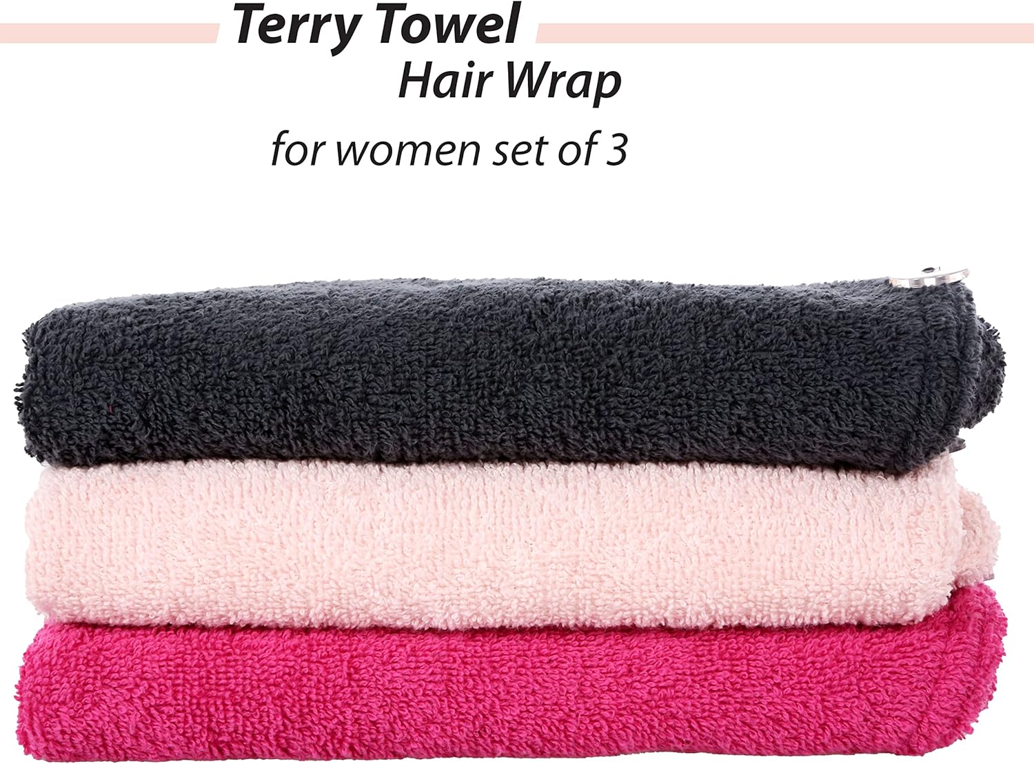 CACALA Terry Cloth Shower Cap for Women 3pcs Set