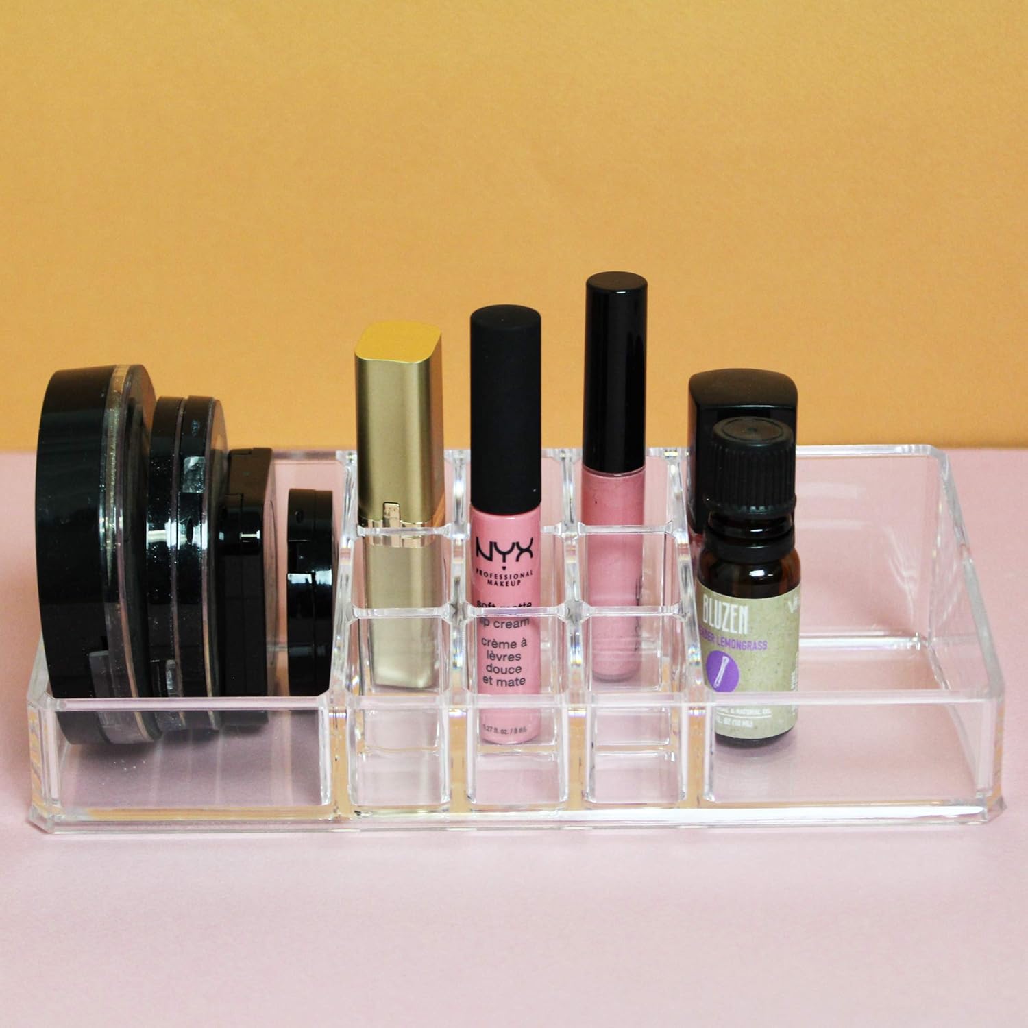 Ikee Design Cosmetic Tray with 2 Large Compartments and 9 Lipstick Holders 1