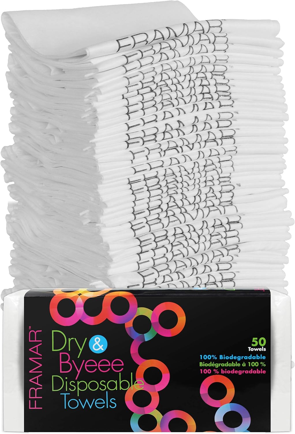 FRAMAR Biodegradable Hair Towels 50 Count Soft Absorbent