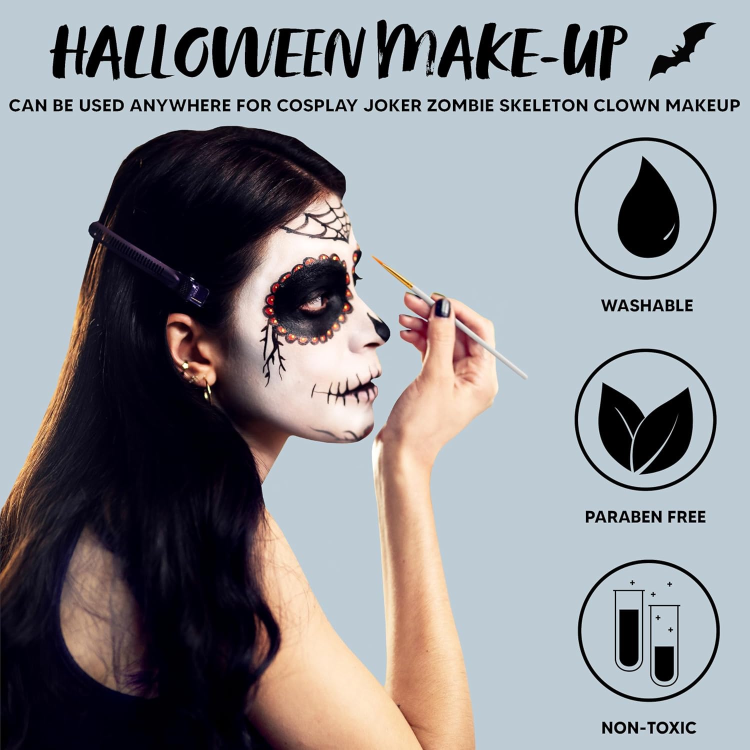 Spooktacular Creations Waterproof White Face Paint for Halloween Cosplay