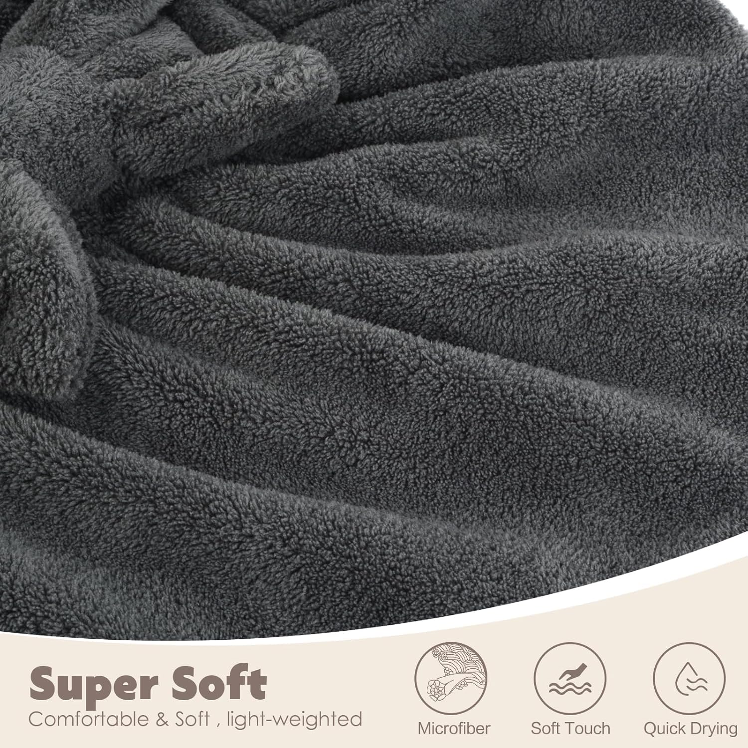 SUNLAND 2 Pack Large Microfiber Hair Drying Caps