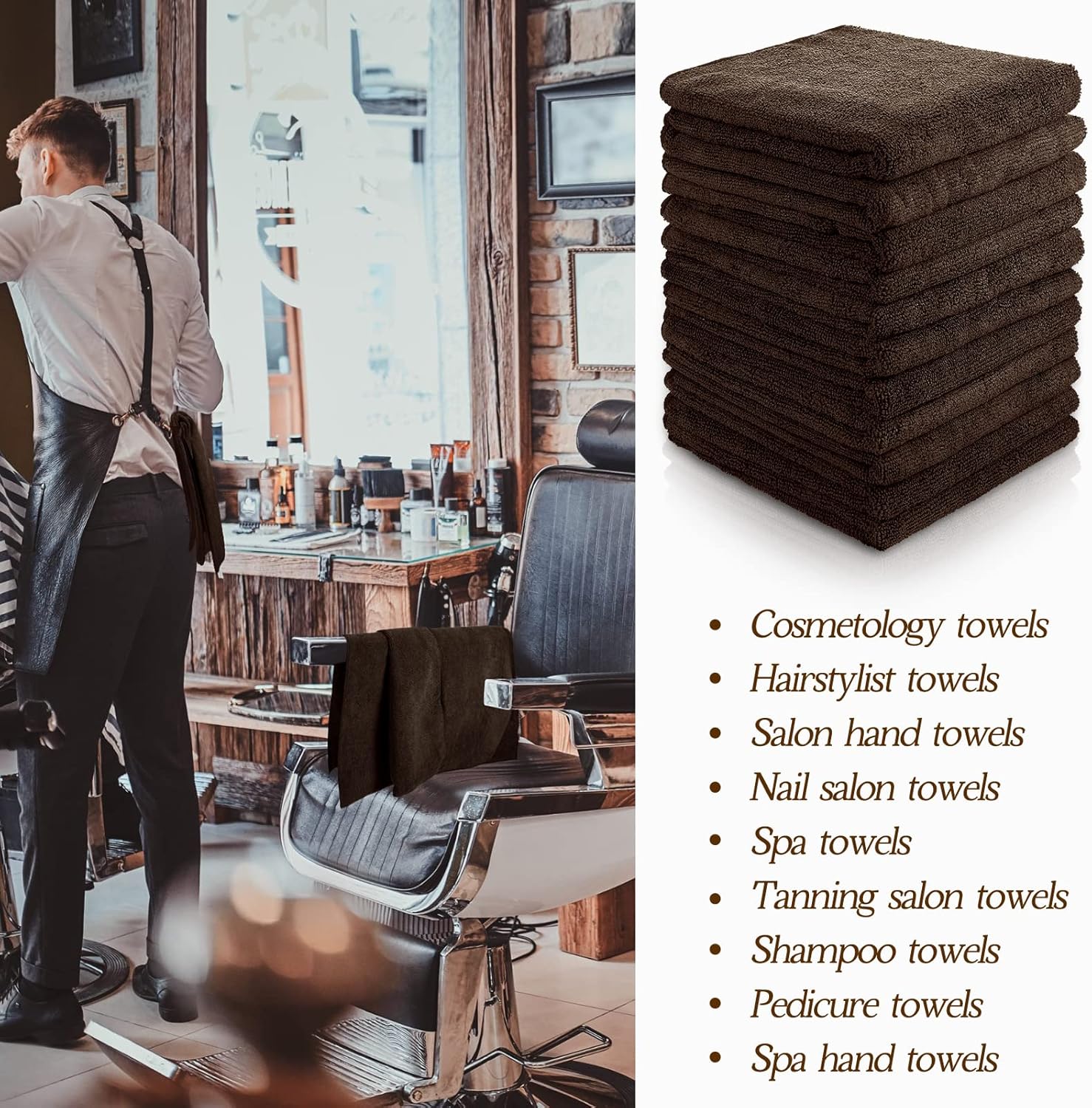 36 Pack Bleach Proof Microfiber Salon Towels 16x28 Inches Coffee