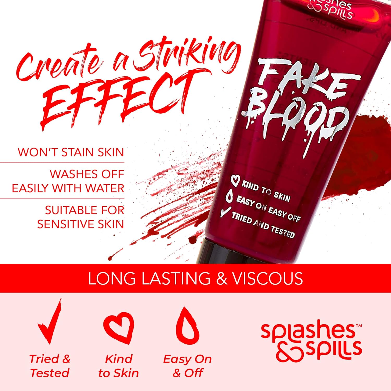 Realistic Fake Blood - 10ml Tube for Halloween Makeup
