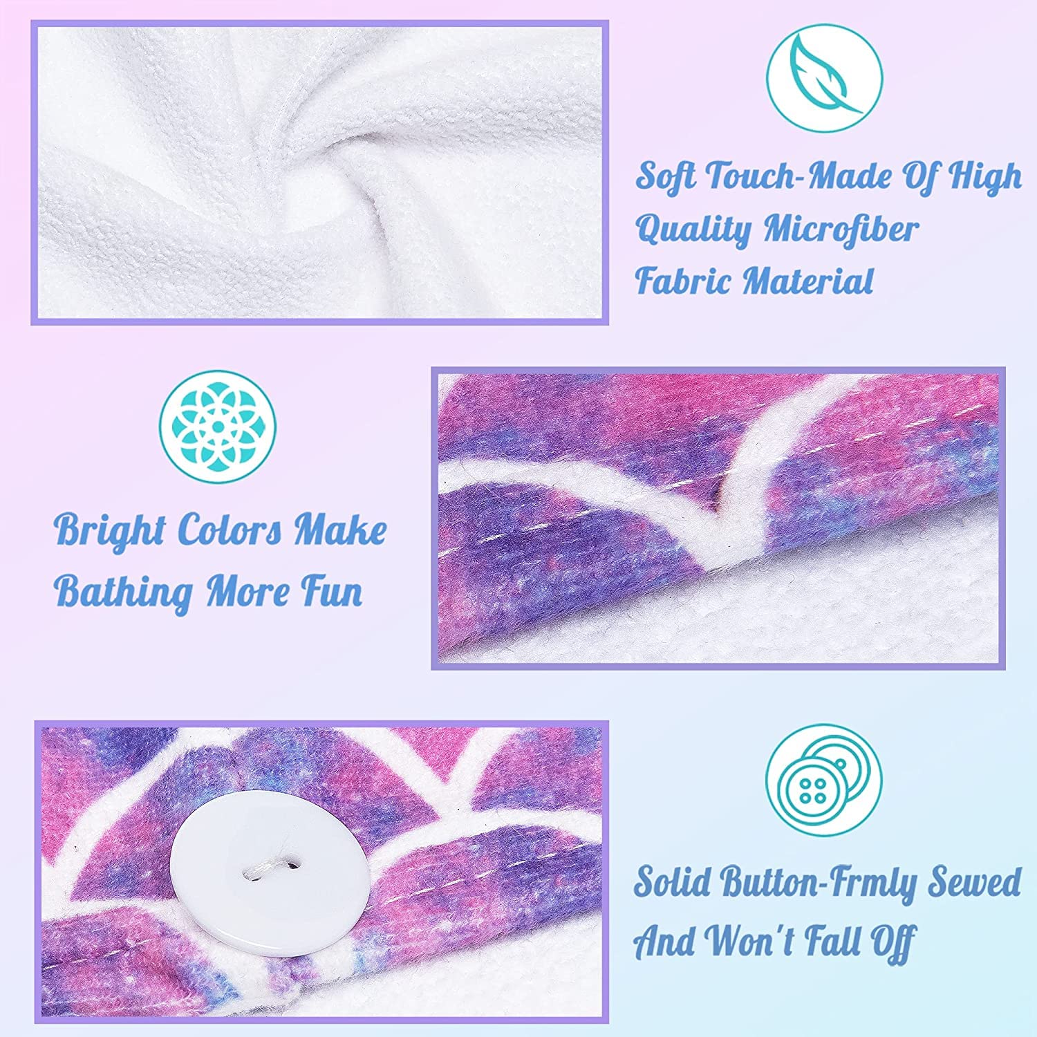 ELLEWIN Mermaid Hair Towel Wrap 2 Pack for Kids and Women