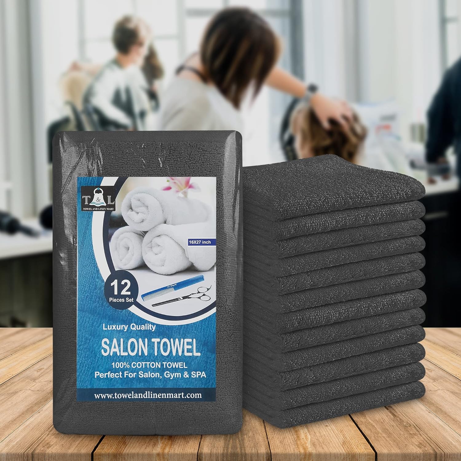 T L Towel and Linen Mart Grey Salon Towels 12 Pack 1