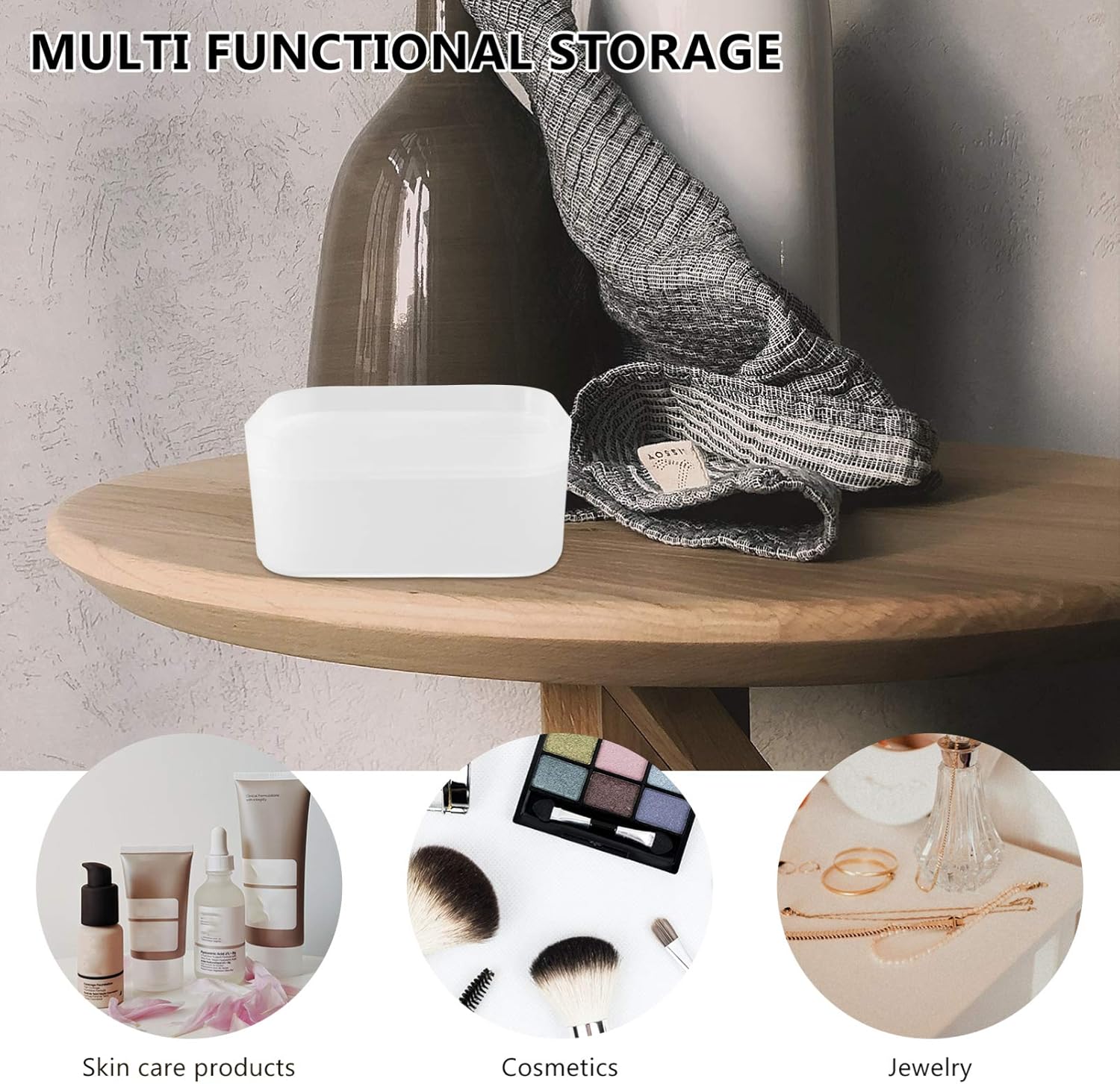 Mikinona 1Pc Transparent Cosmetic Storage Box Desktop Makeup Organizer