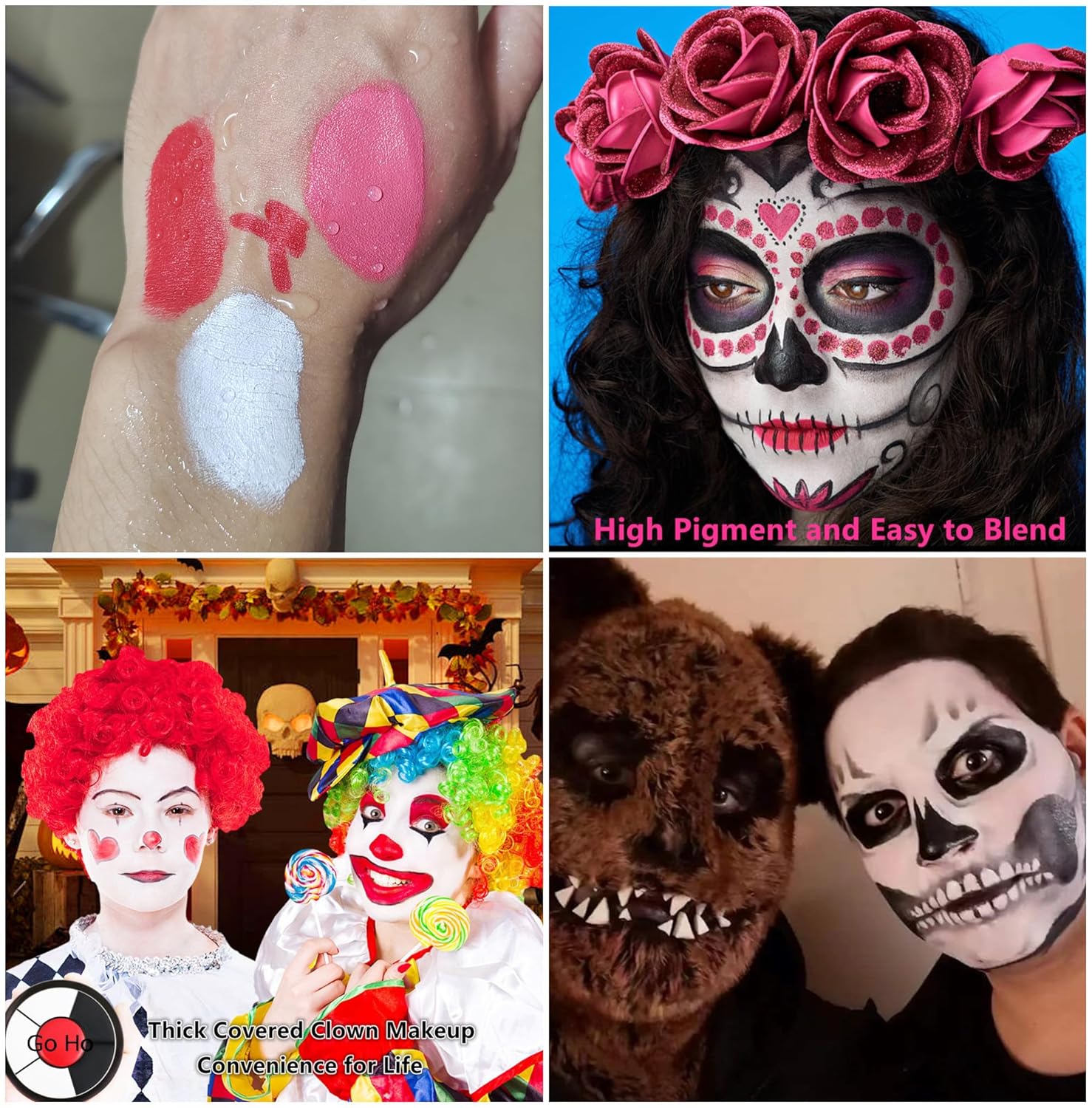 Go Ho 3-in-1 Clown Face Paint Set for Halloween