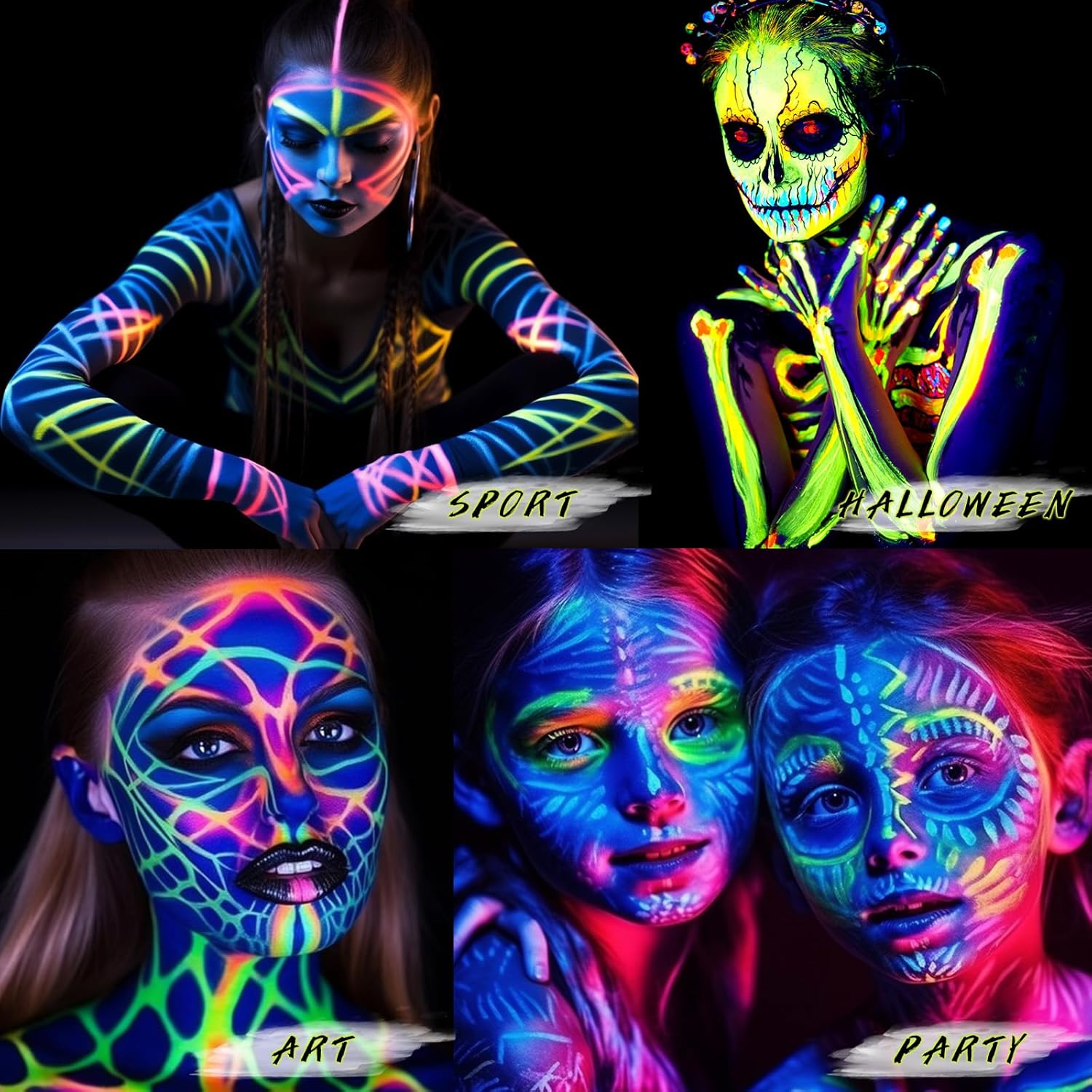 BOBISUKA Neon Blue UV Glow Body Paint Stick