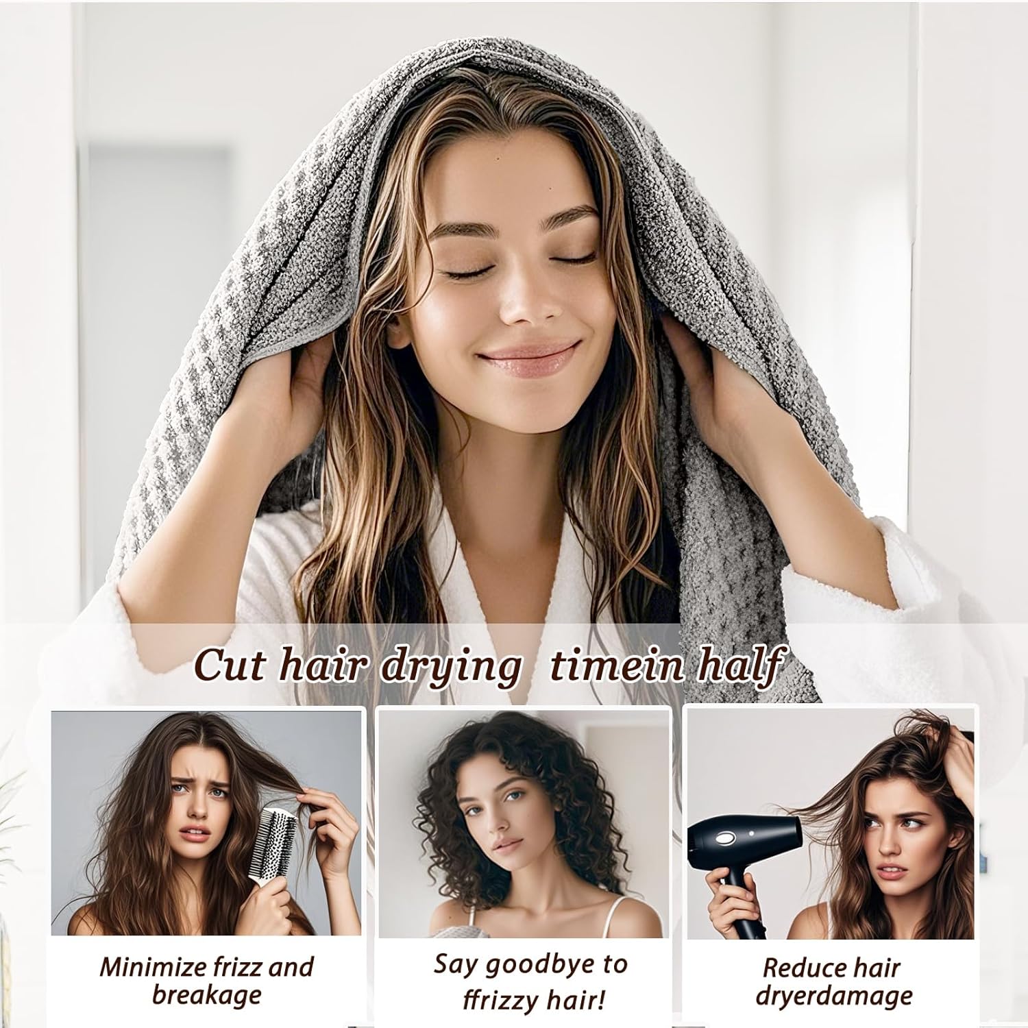 Netcken Extra Large Microfiber Hair Towel for Women
