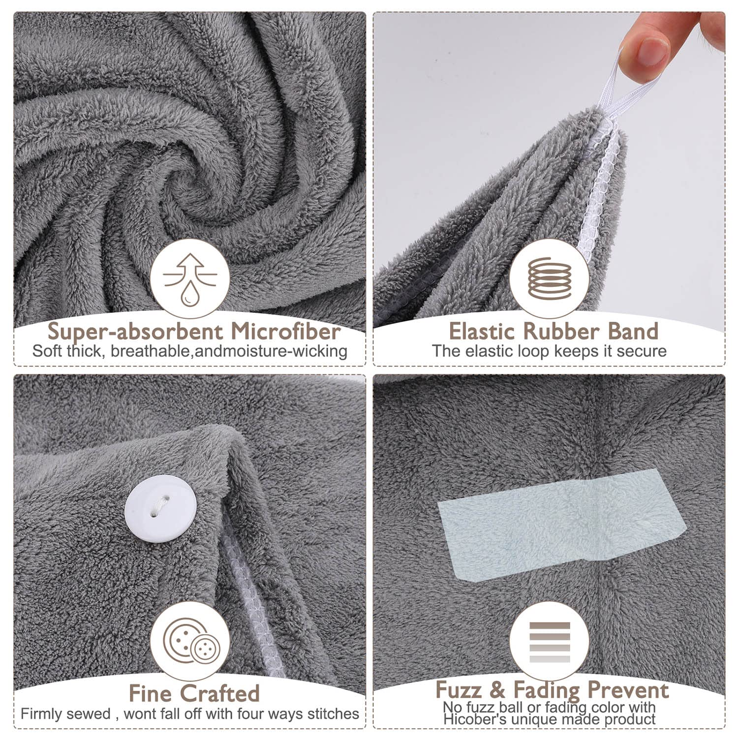 BEoffer Microfiber Hair Towel 3 Pack for Women Men Kids