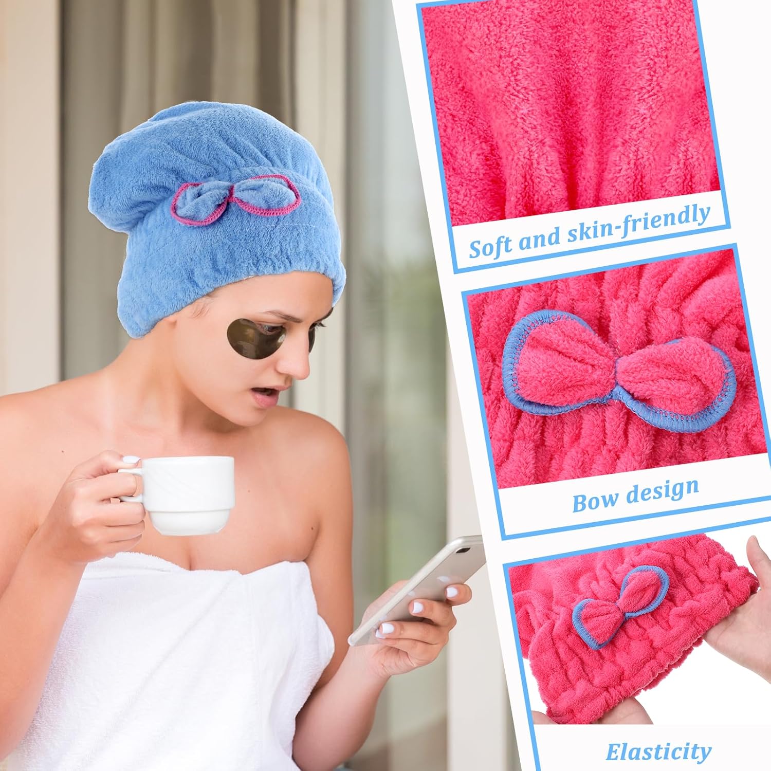 Giantree 4 Pcs Microfiber Hair Towels Ultra Absorbent and Quick-Drying
