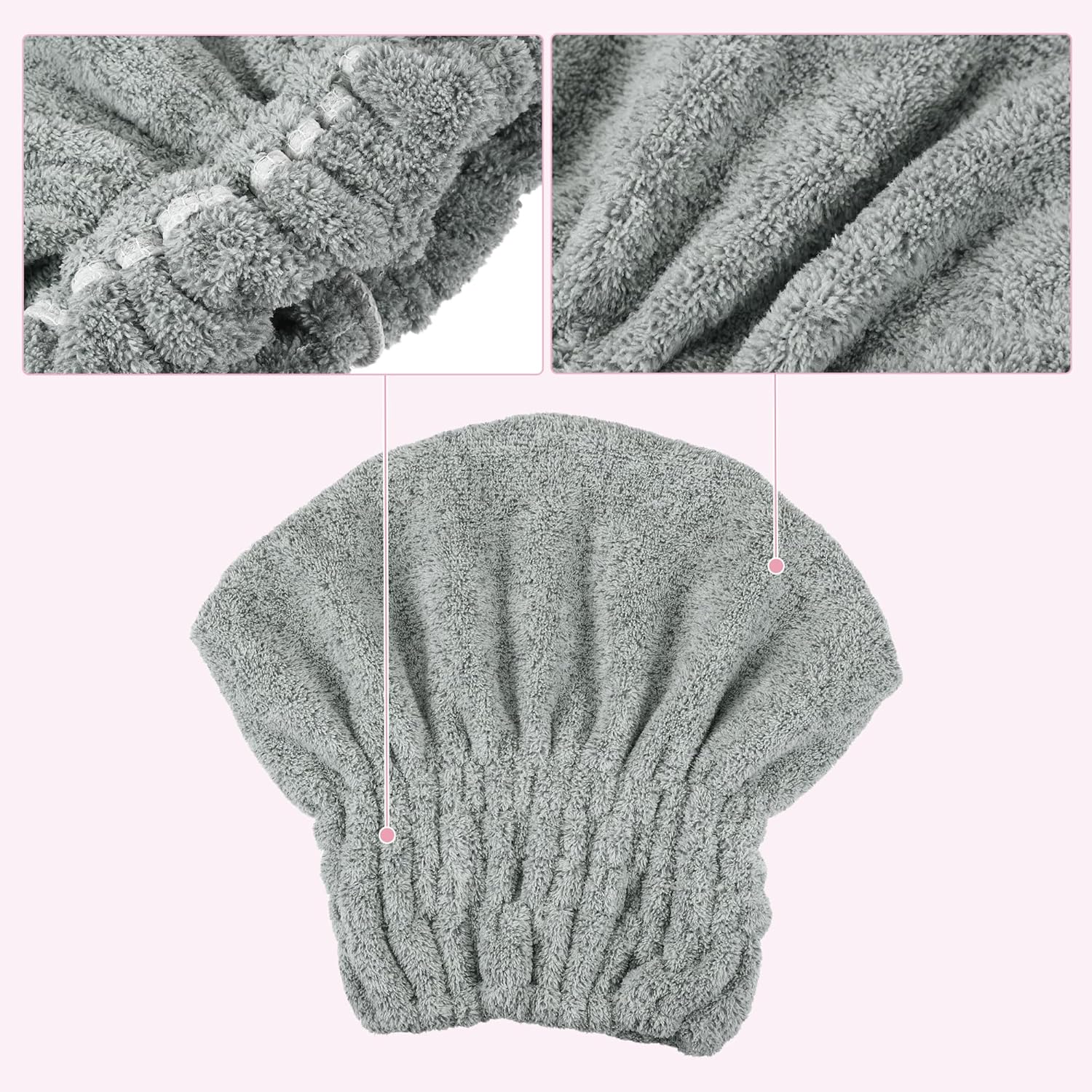 VOCOSTE Charcoal Fiber Hair Dry Cap Lightweight and Strong Absorbent