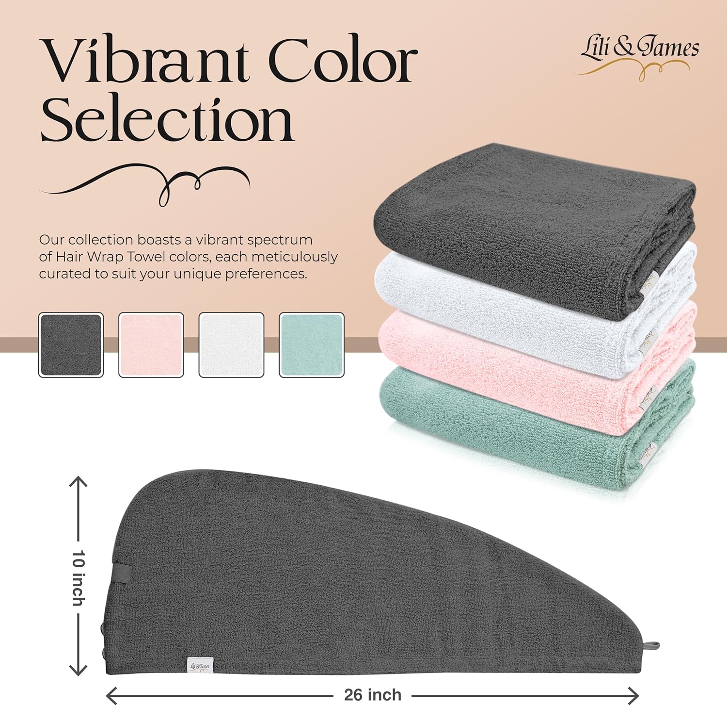 LiliJames 100 Cotton Hair Towel Wrap for WomenKids 1
