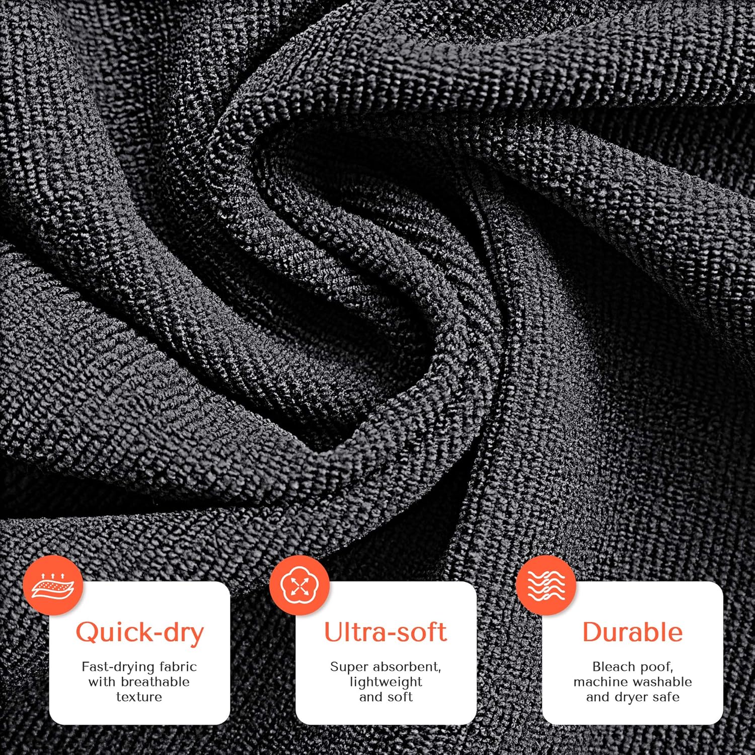 TASALON Microfiber Hair Towel Set - 10 Pack Black 1