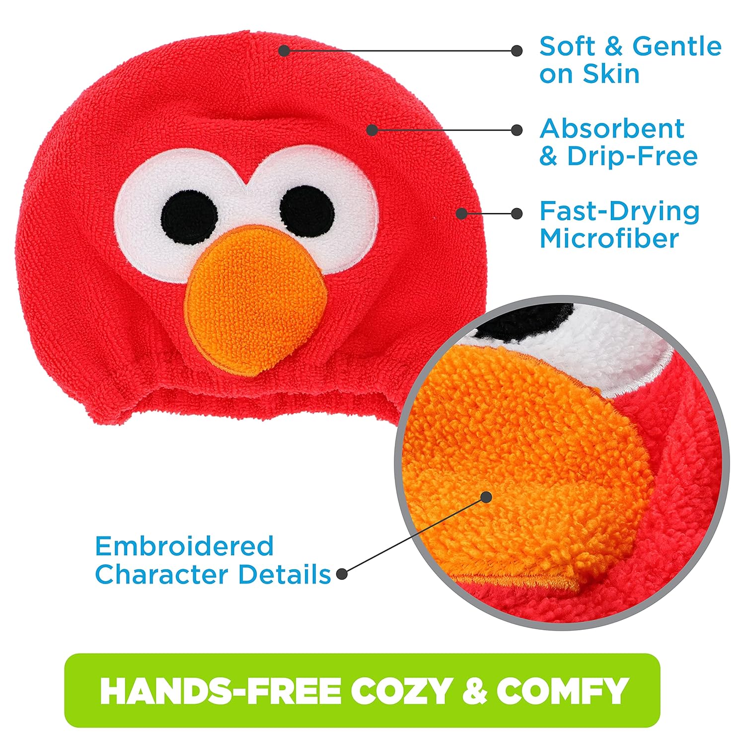 Ginsey Sesame Street Elmo Hair Drying Towel Cap Red