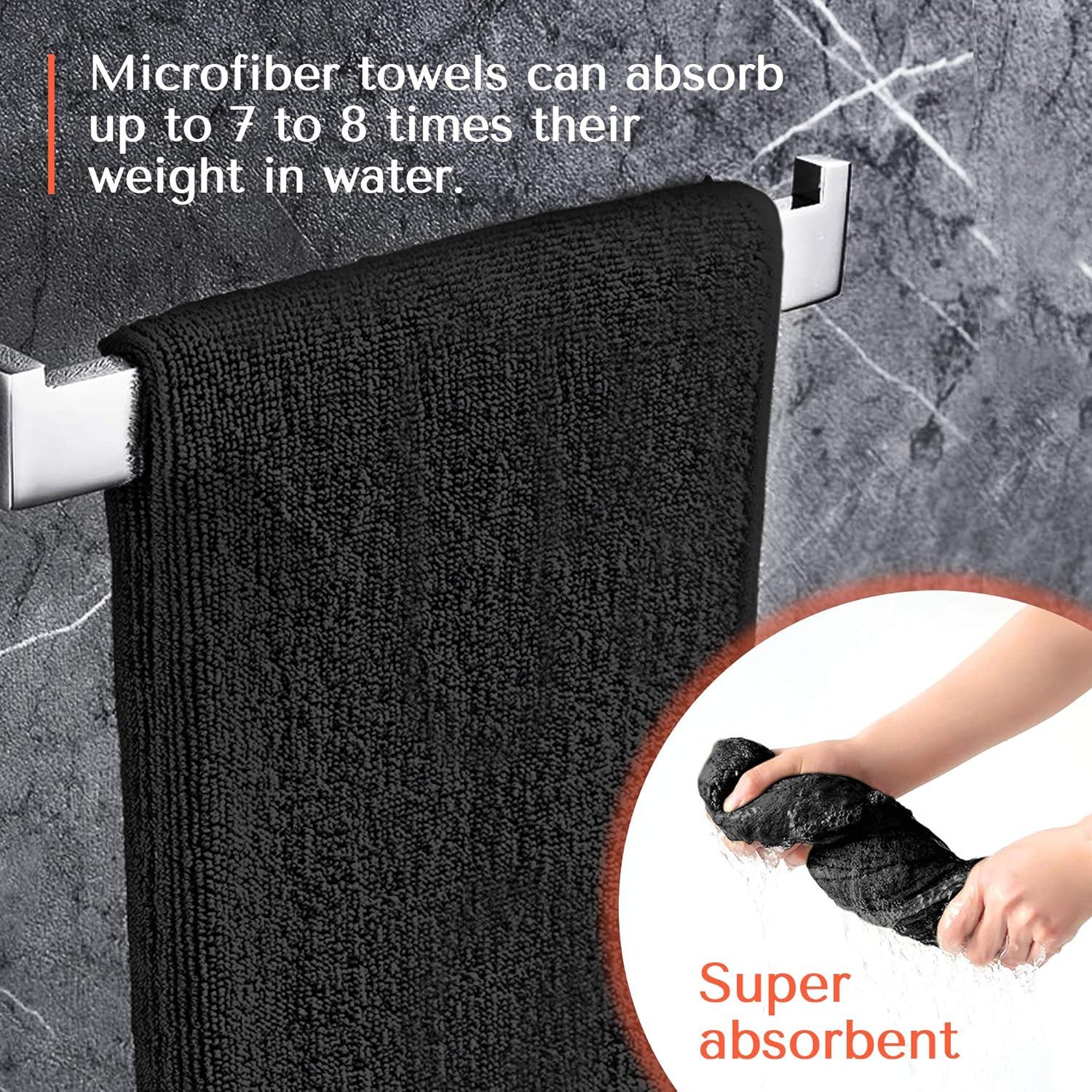 TASALON Microfiber Hair Towel Set - 10 Pack Black 1