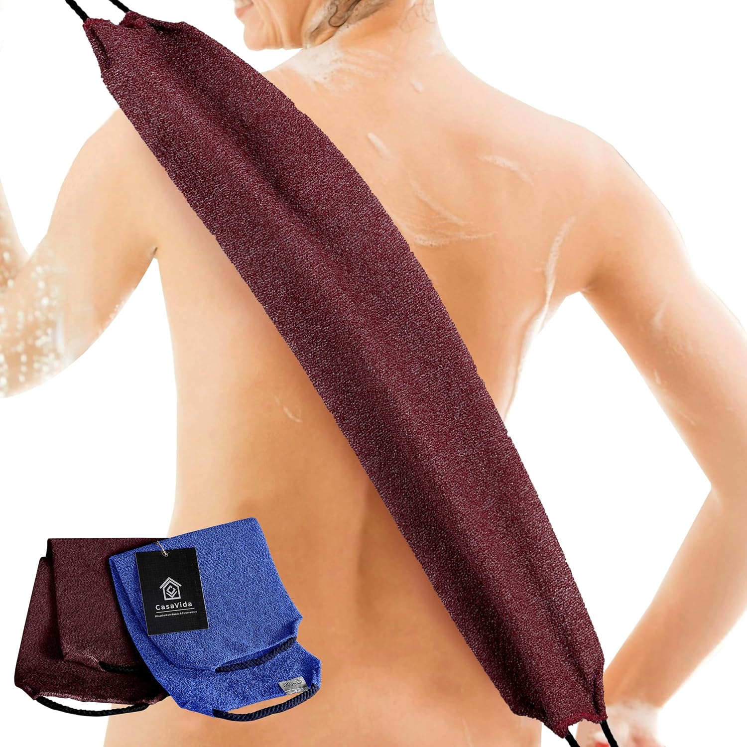 CASAVIDA 2 Pack Back Scrubber Towel for Shower Exfoliation