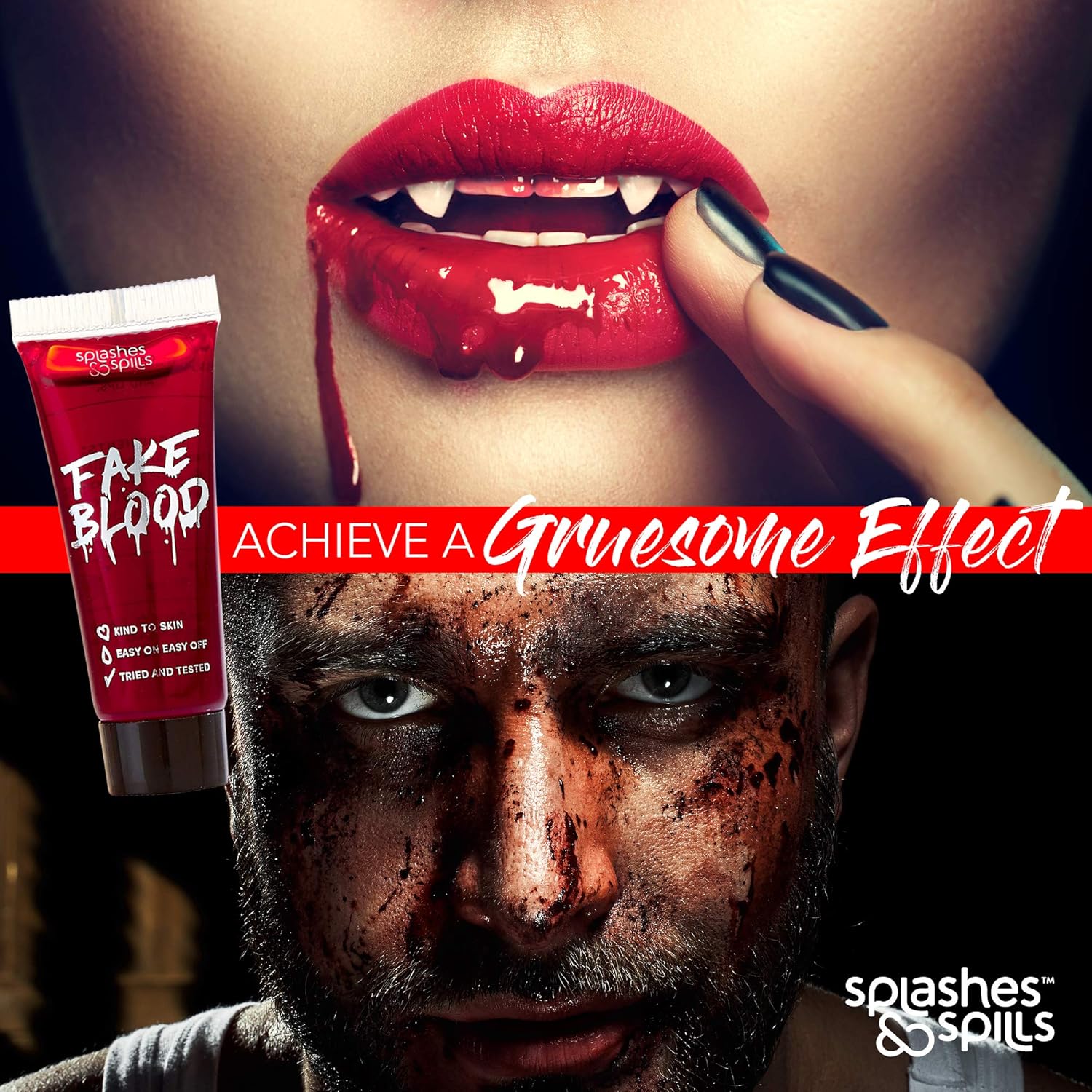 Realistic Fake Blood - 10ml Tube for Halloween Makeup