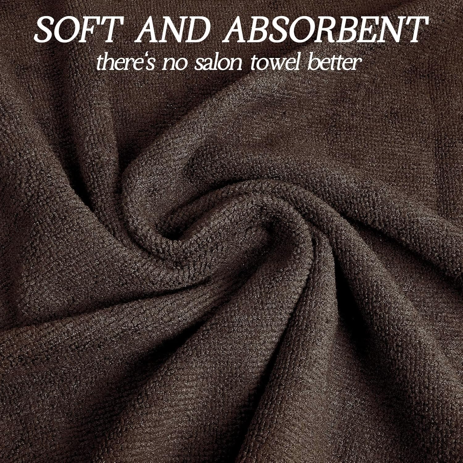 36 Pack Bleach Proof Microfiber Salon Towels 16x28 Inches Coffee