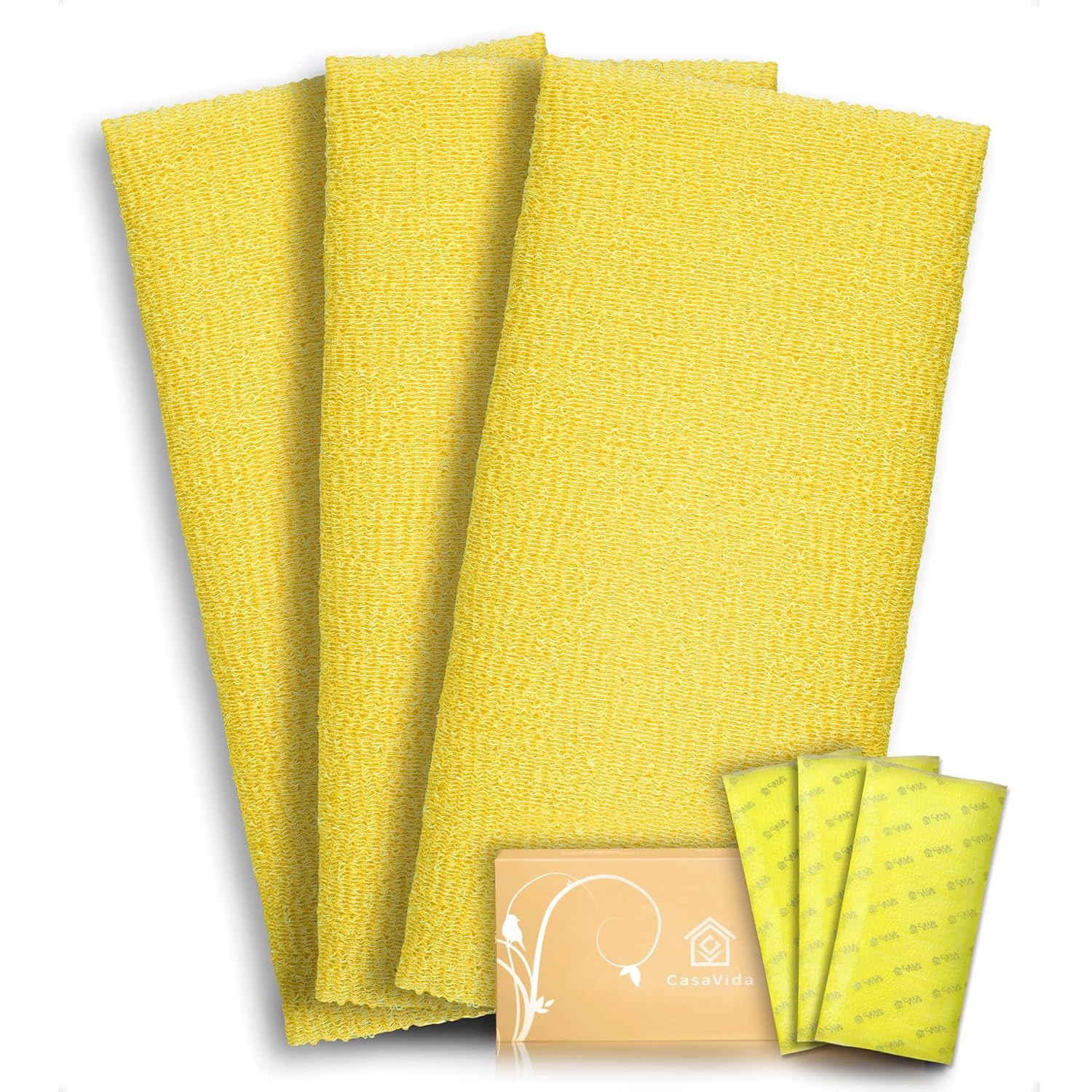 CASAVIDA Exfoliating Washcloth 3 Pack for Shower and Back Massage