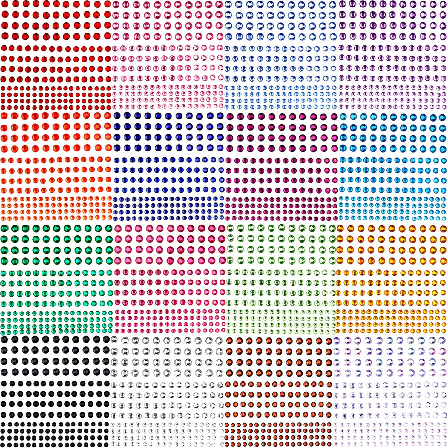 La Jolie Jasmin 2752 Pcs Self Adhesive Rhinestones Eye Nail Face Gems